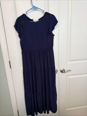 Women's Navy Tiered Maxi Dress